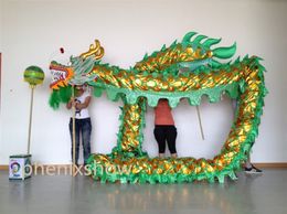 3.1 m size 6 # 4 kid sliver golden plated CHINESE DRAGON DANCE Folk Festival Celebration Costume