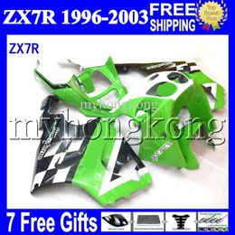 2022 zigrinatura bianca zx7r 7gifts per Kawasaki verde bianco nero 96-03 ZX7R 1996 1997 1998 1999 2000 2001 2002 2003 MK # 1225 ZX7R ZX 7R carenatura Verde Kit nero