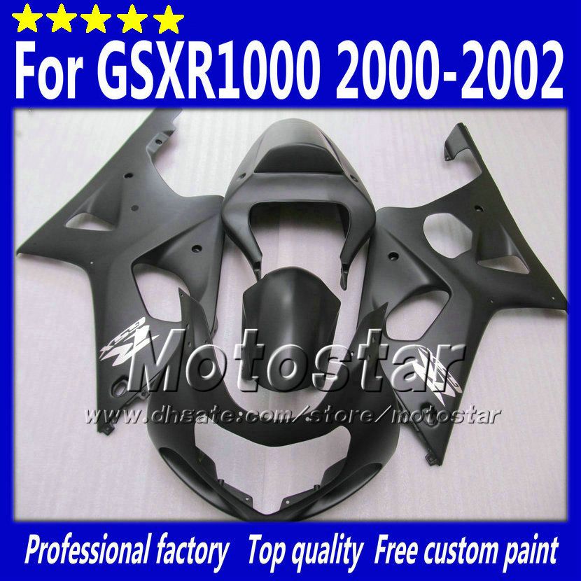 鈴木GSXR 1000 K2 2000 2000 2002 GSXR1000 00 01 02 GSX-R1000すべてのフラットブラックフェアリングセット7ギフトSA9