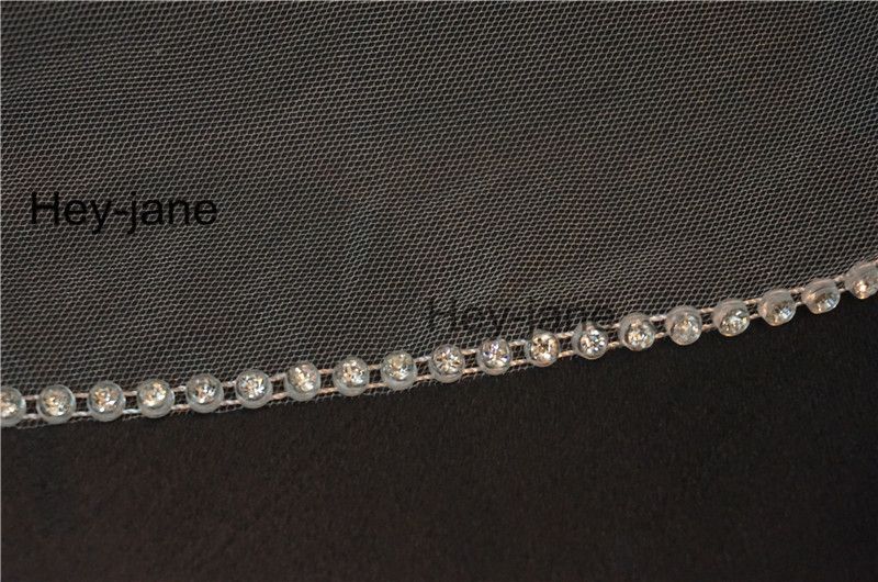 Une Couche De Mariage Voile De Mariée Blanc Ivoire Coude Longueur Cristal Perlé Avec Peigne Real Picture326N