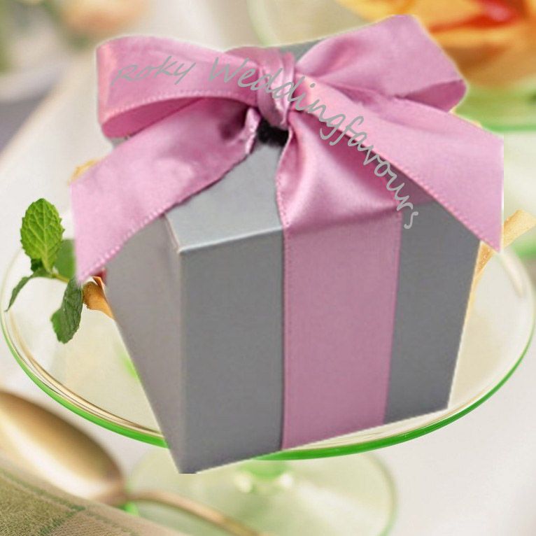 !!Quality Candy Boxes Silver Colors Square Wedding Favors Boxes With ...