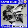 7gifts+Custom For ALL Black KAWASAKI ZX9R 00-01 00 01 ZX-9R MK#1703 9 R Glossy black no decals ZX 9R 2000 2001 00 01 COOL Fairing Kit