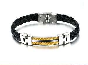 18g N765 Classic Xmas Present Smycken Läder Rostfritt Stål Mäns Charm Armband Silve Gold