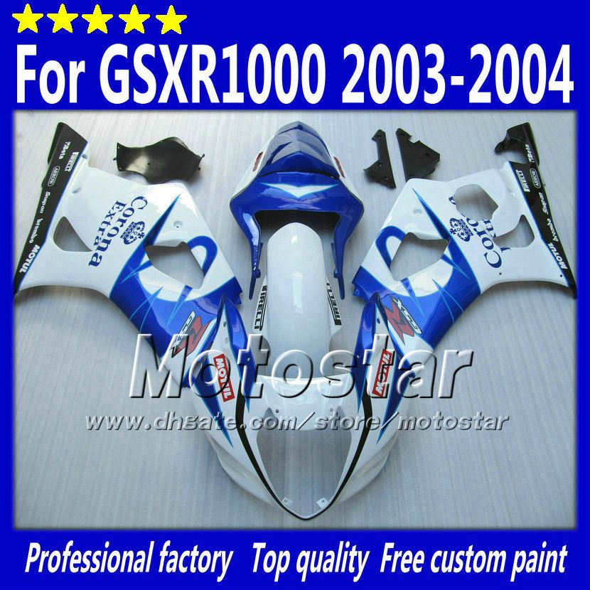 7 gifts abs fairings for SUZUKI GSX-R1000 K3 2003 2004 GSXR1000 03 04 GSX R1000 glossy white black Corona fairing bodywork SA83