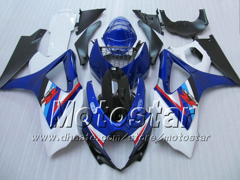 7Gifts! Carrosseriebereiken voor Suzuki GSXR 1000 2007 GSXR1000 07 08 GSX-R1000 2008 K7 Glanzend Whtie Bue Black SA124