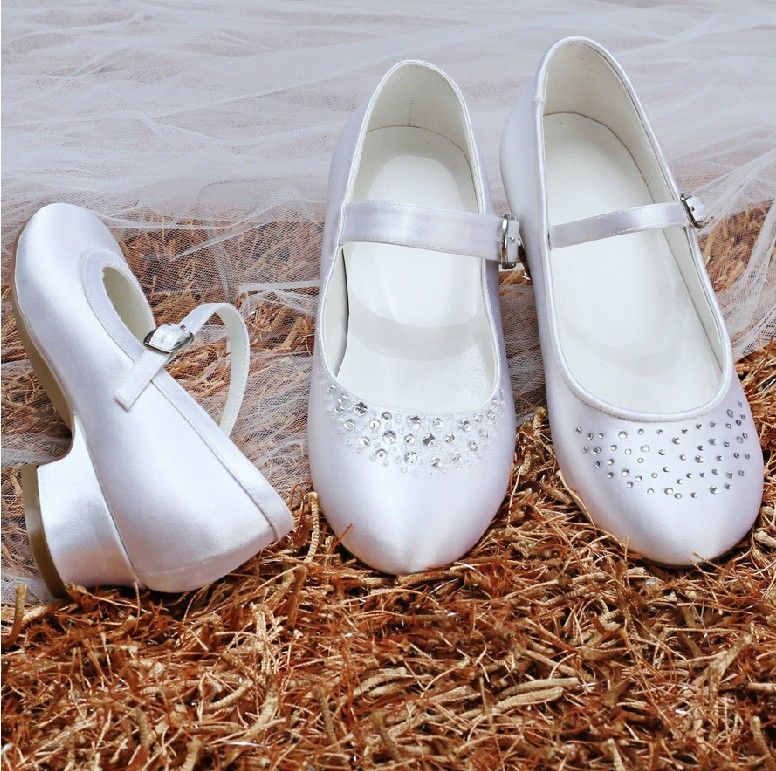 ivory satin flower girl shoes