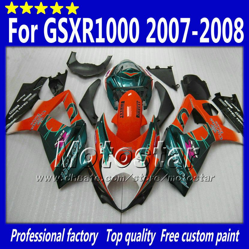 

7gifts bodywork fairings for suzuki gsxr 1000 2007 gsxr1000 07 08 gsxr1000 2008 k7 glossy green orange red corona sd19 with 7 gifts, Multi-color