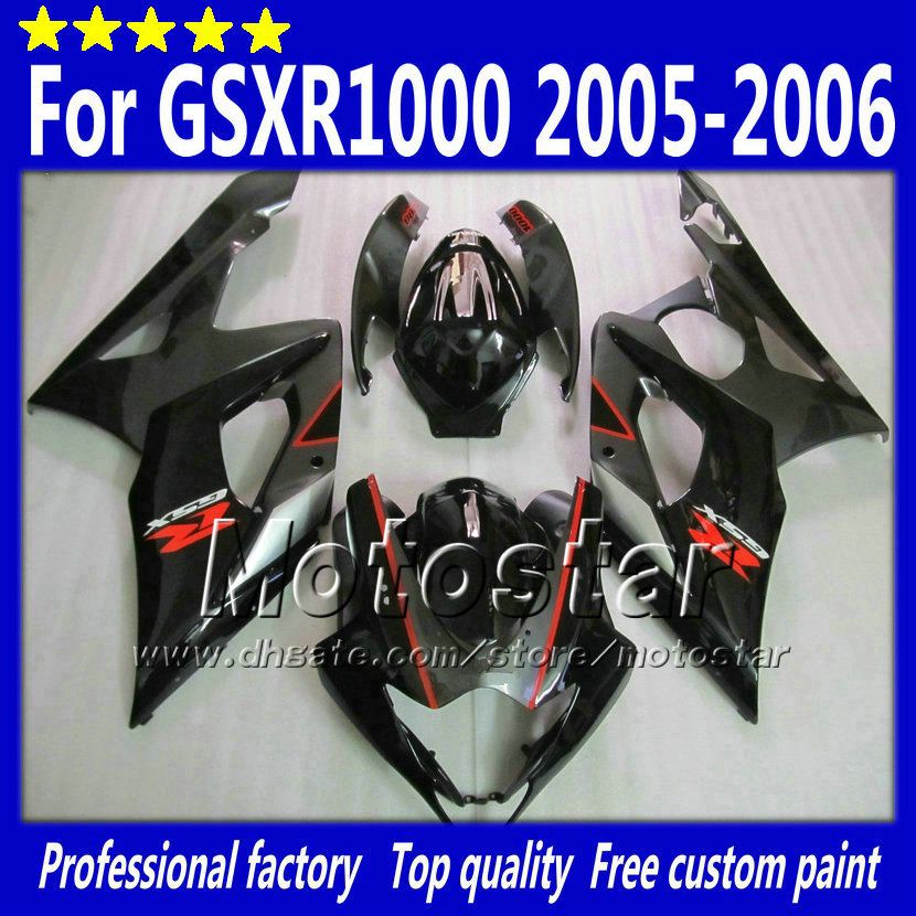 7 Gifts fairings set for SUZUKI GSXR1000 05 06 GSX-R1000 2005 GSXR 1000 2006 K5 glossy black with gray aftermarket fairing Sd46