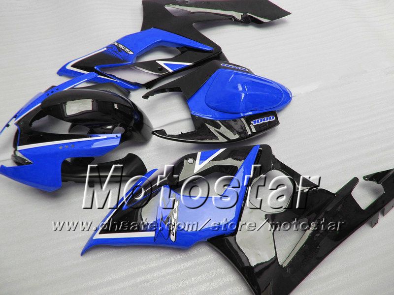 Verkleidungskit für SUZUKI GSX-R1000 05 06 GSXR 1000 K5 gsxr1000 gsx r1000 2005 2006 glänzend schwarz mit dunkelblauer Verkleidung Sf6