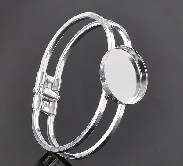 

Silver 25mmround bangle bracelet blank ba e tray bezel cabochon etting
