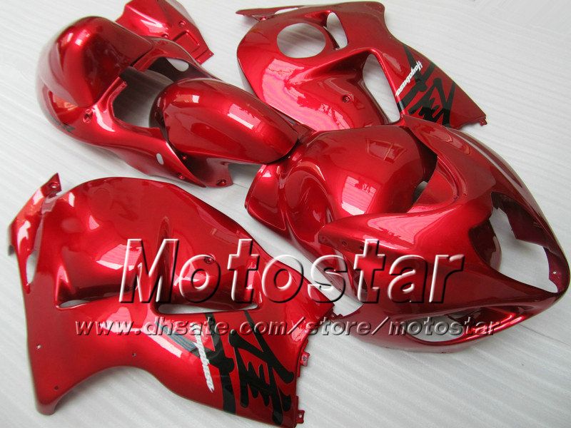 7 Geschenke Verkleidungsset für Suzuki GSX1300R Hayabusa 1996 2007 GSX 1300R 9607 GSX1300R, komplett rot glänzendes Verkleidungsset SF76