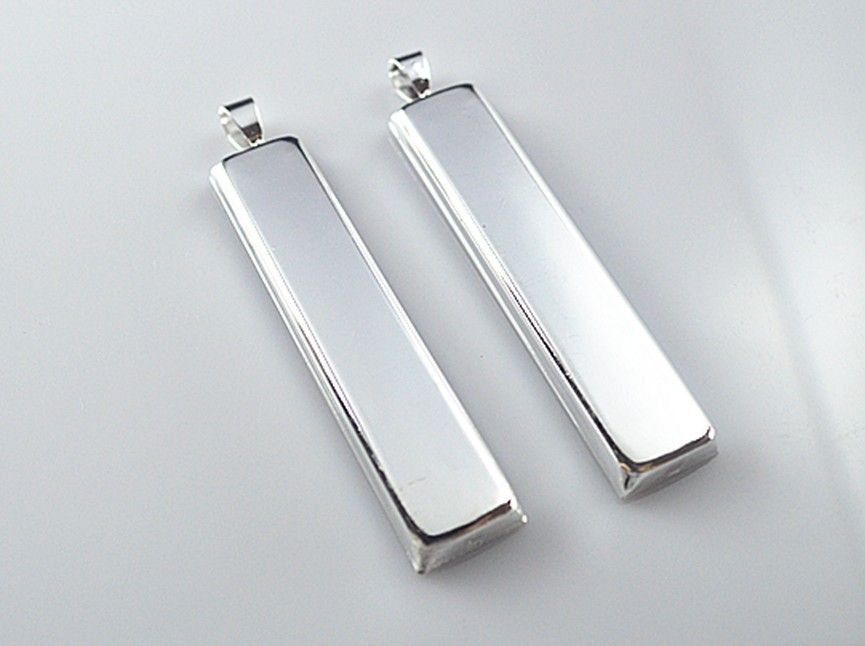 Free shipping! Jewelry pendant blank, rectangle pendant settings,brass,inside diameter 50x10mm,silver color
