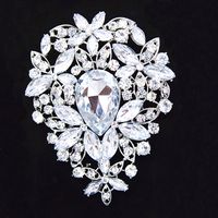 3.6 Inch Big Silver Plated Huge Teardrop Rhinestone Crystal Luxury Wedding Bouquet Brooch B638 Elegant Big Flower Wedding Bridal Jewelry Pin