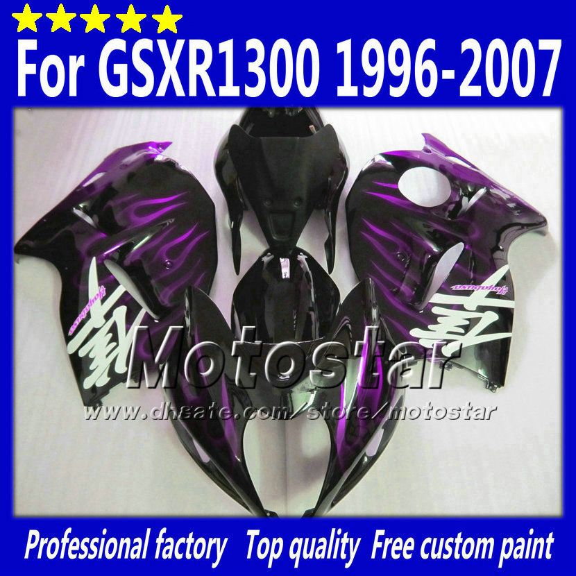 

7 Gifts abs fairings for SUZUKI GSX1300R hayabusa 1996 - 2007 GSX 1300R 96-07 GSX-1300R purple flame in glossy black fairing body set Sf42, Multi-color