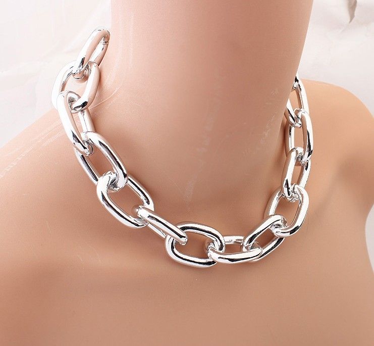 Metal Alloy Silver Gold Thick Chain 