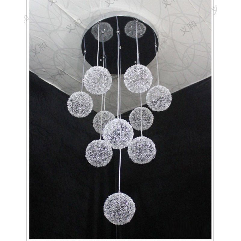 10 Heads Glass Aluminum Wire Living Room Ceiling Pendant Light Dining Kitchen Stair Lighting Fixtures