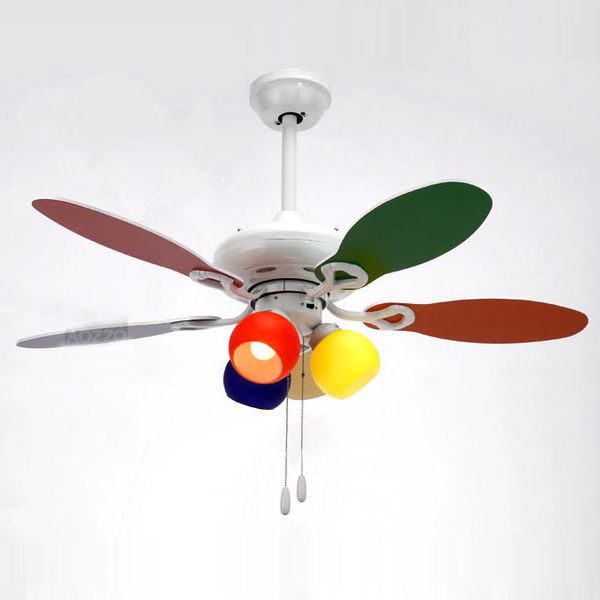 2019 42 Modern Kid S Bedroom Ceiling Fan Lamp Colorful Wooden Fan