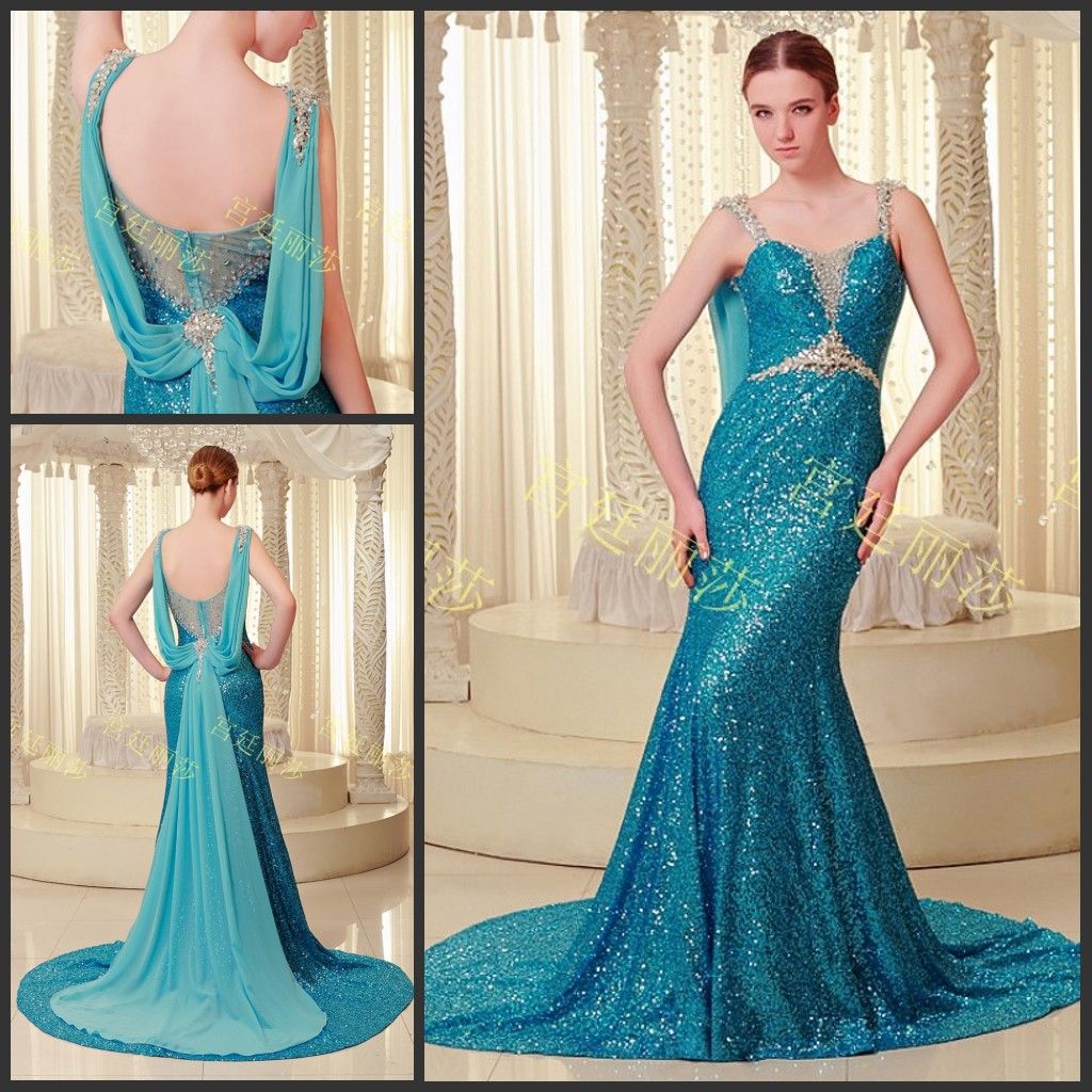 light blue sequin gown