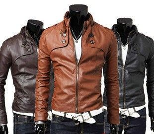 New Fashion Men Slim Short Jacket Casual Jacket Collar Men PU Leather ...