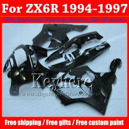 -Personalizza carenature moto per KAWASAKI Ninja ZX6R 1994 1995 1996 1997 tutto kit carena nero lucido ZX 6R 97- 94 con 7 regali Rf2