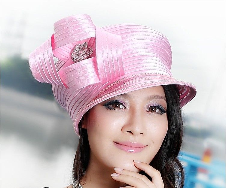 Fashion Women Dress Hat Church Hat Satin Ribbons Hat Satin Dress Party Hats Custom Hat Satin