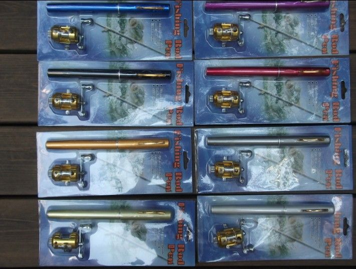 Fibra de vidrio Mini caña de pescar pluma aleación de aluminio Pesca portátil Pesca de pesca Pesca de hilado Poste con carrete