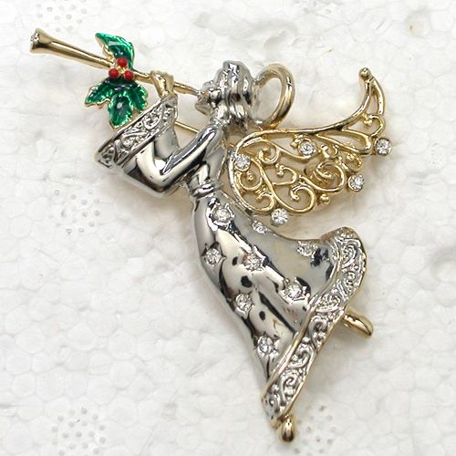 12pcs/lot Wholesale Clear Crystal Brooches pin Rhinestone Enamel Angel Fairy Brooch Pin Jewelry C2117