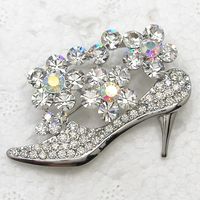 Wholesale Glisten Clear Crystal Rhinestone Brooch Pin Shoes Flower Bridesmaid Wedding Party Prom Clothing ornaments Fashion jewelry C2136