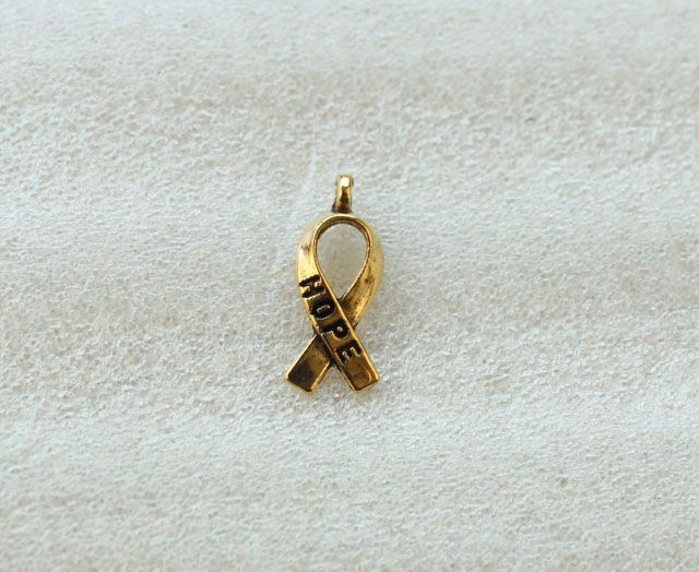 Antiqued Gold Cancer Awareness HOPE Ribbon Charms A5104G