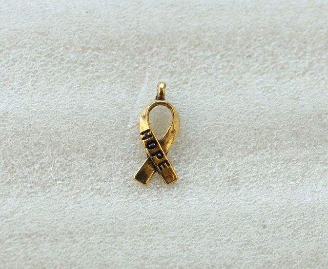 

140PCS Antiqued Gold Cancer Awareness HOPE Ribbon Charms A5104G, Bronze;silver
