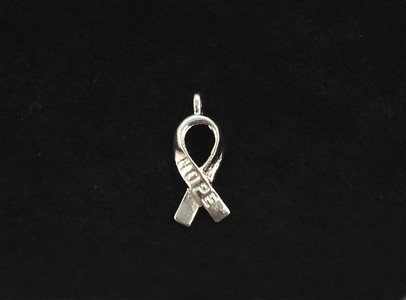 Bright Silver Cancer Awareness HOPE Ribbon Charms A5104SP
