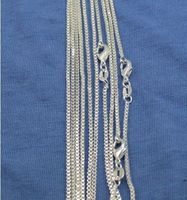 Free shipping, wholesale 925 Silver 1mm Box Chain Necklace Si...