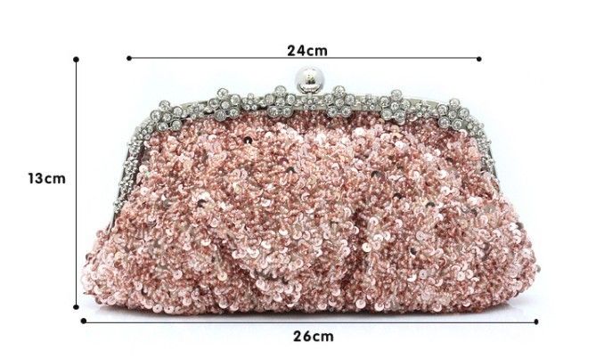 2015 i Stock Silver Crystal Sequin Heavy Pärled Antik bröllop Bridal Handbag Evening Party Handbag Clutch333y