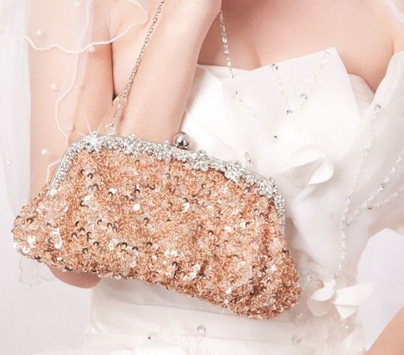 2015 Disponibile in argento con paillettes di cristallo e perline pesanti, borsa da sposa da sposa, borsa da sera, feste