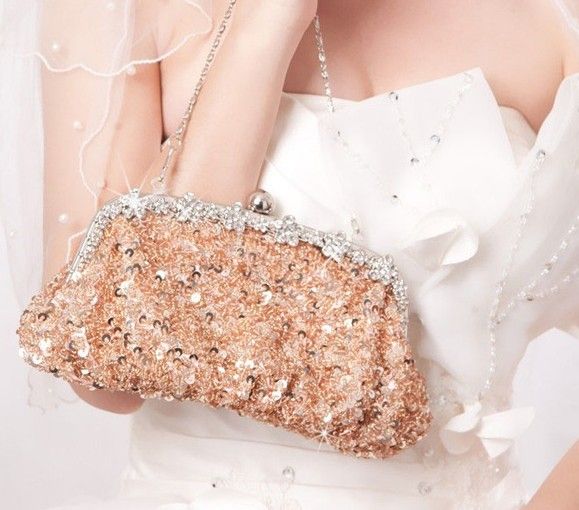 2015 In stock silver crystal sequin heavy beaded antique wedding bridal handbag evening party handbag clutch