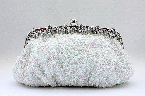 2015 En stock argent cristal sequin lourd perlé antique mariage mariée sac à main soirée sac à main clutch323x