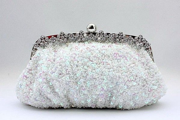 2015 in voorraad zilveren kristallen sequin zware kralen antieke bruiloft bruids handtas avondfeest handtas clutch