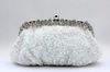 2015 In stock silver crystal sequin heavy beaded antique wedding bridal handbag evening party handbag clutch