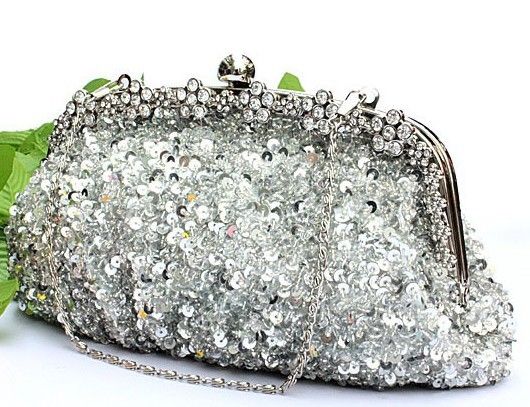 2015 in voorraad zilveren kristallen sequin zware kralen antieke bruiloft bruids handtas avondfeest handtas clutch