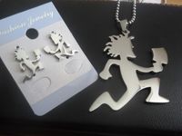 Free ship!best selling Large size Fashion men's XMAS jewelry set Stainless Steel ICP hatchetman charms pendant necklace &amp; earring