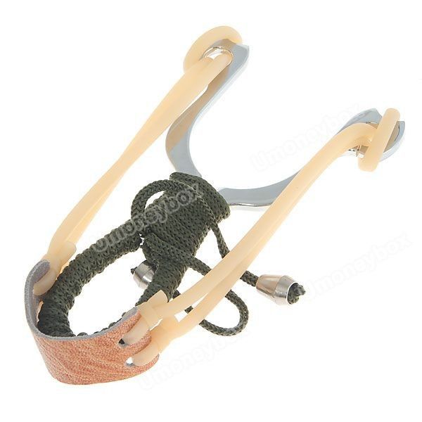 Stainless Steel Catapult Slingshot Launcher Wrapped With Rope Rubber
