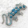 12pcs / lot Rhinestone di cristallo all'ingrosso Gecko spille Faux Turquoise Lizard Fashion Costume Pin Spilla C616