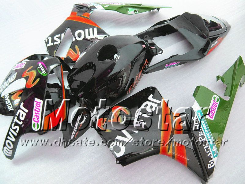 7 Gåvor Injektionsfeudings kit för Honda CBR 600 RR 03 04 CBR600RR F5 2003 2004 Röd glansig svart ABS-fairing SQ46