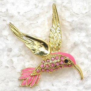 Hummingbird broşlar Toptan Kristal Rhinestone Emaye Kuş Moda Kostüm Pin Broş C099