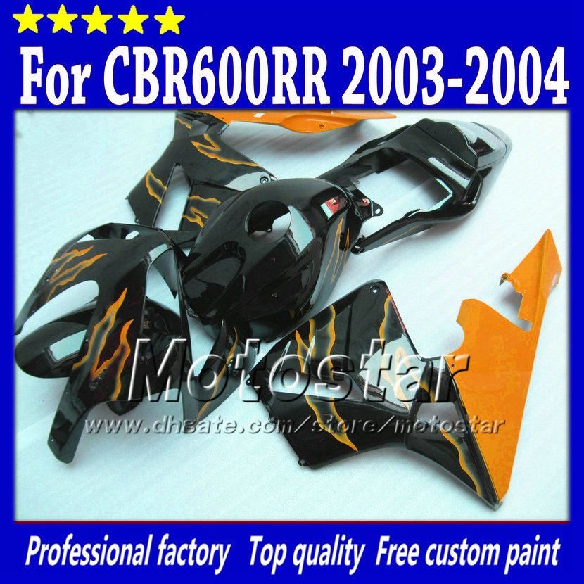 

7 Gifts injection molding fairings kit for HONDA CBR 600 RR 03 04 CBR600RR F5 2003 2004 orange flame motorcycle fairing set sq77, Multi-color