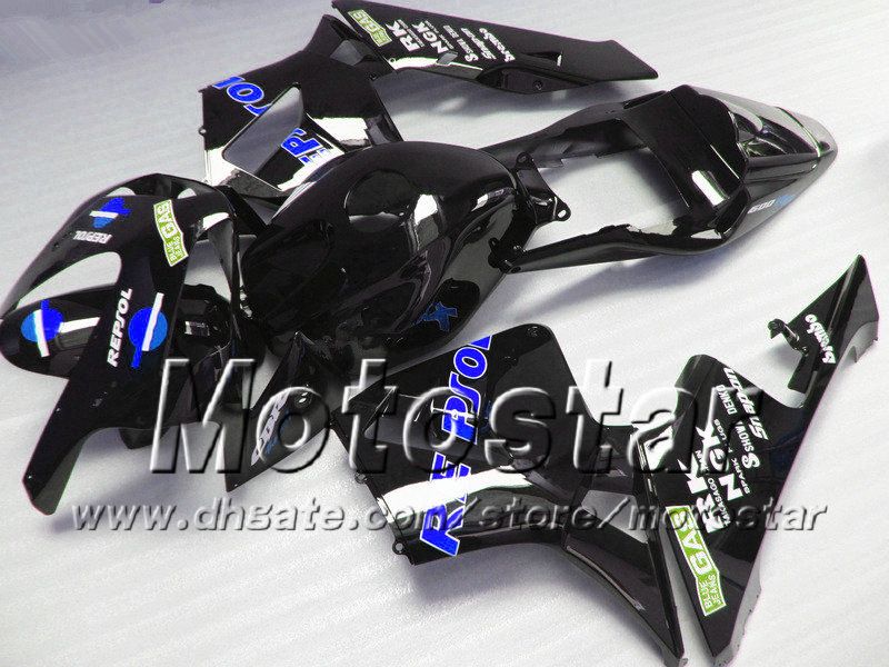 7ギフト射出成形フェアリングキットホンダCBR 600 RR 03 04 CBR600RR F5 2003 2004 Repsolブラックオートバイフェアリング