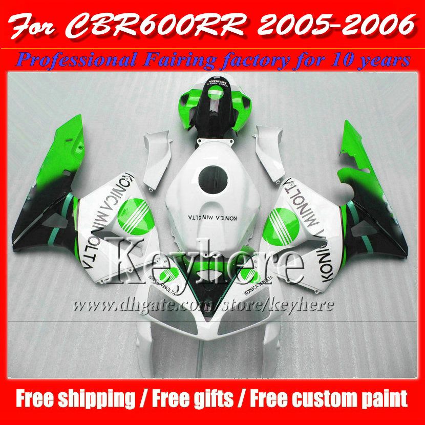 Motorcycle fairings Injection for HONDA CBR600RR 05 06 CBR 600RR F5 2005 CBR-600RR 2006 white green black bodywork set with 7 gifts Yr10