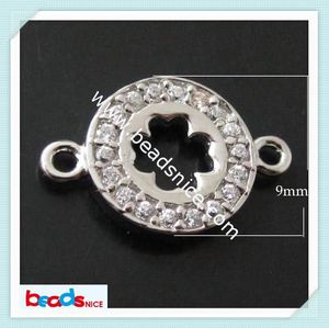 Beadsnice ID 21422 Schmuckverbinder für die Herstellung von Armbändern aus 925er Sterlingsilber, DIY-Schmuck, vierblättriges Kleeblatt, Mikropavé-Strasssteinverbinder