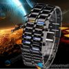 Neue Lava-Stil Eisen gesichtslose binäre LED-Armbanduhren für Herrenuhr Militäruhren Uhren Schwarz/Silber