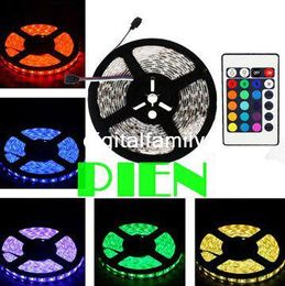 SMD 5050 Waterproof LED Strip Light DC12V 5M 300LEDs RGB Flexible Fita LED Light Ribbon Lamp + 24Key Controller